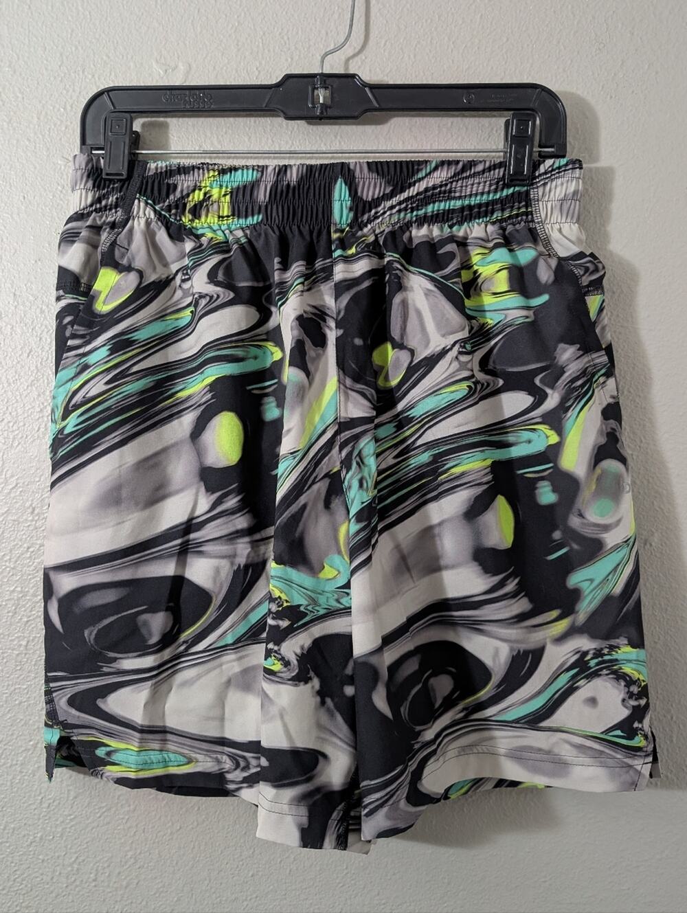DSG Men's Swim Shorts - Black, Gray & Neon Green Accent Swim Trunks